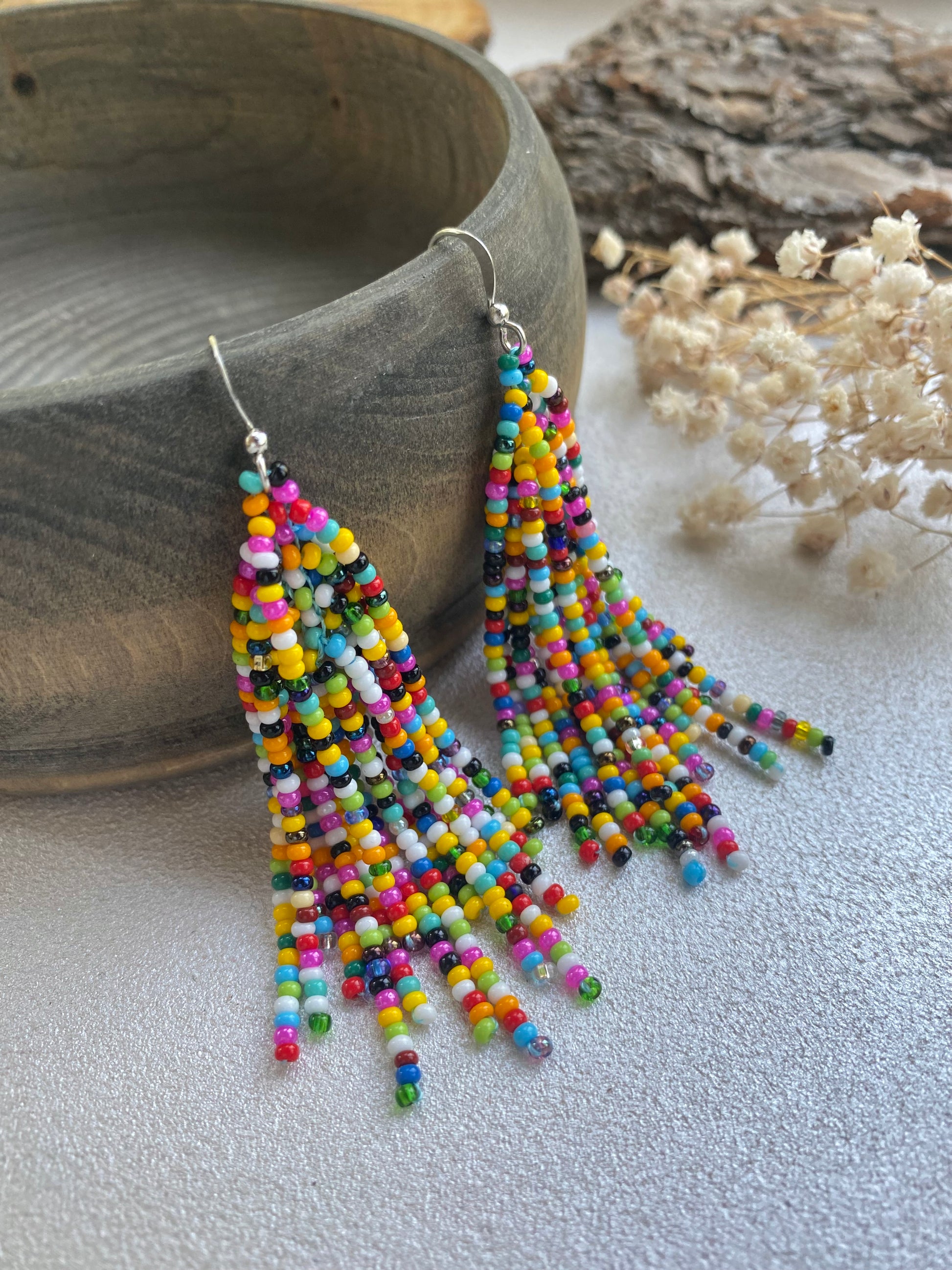 I used high quality glass seed beads and stainless steel hooks.