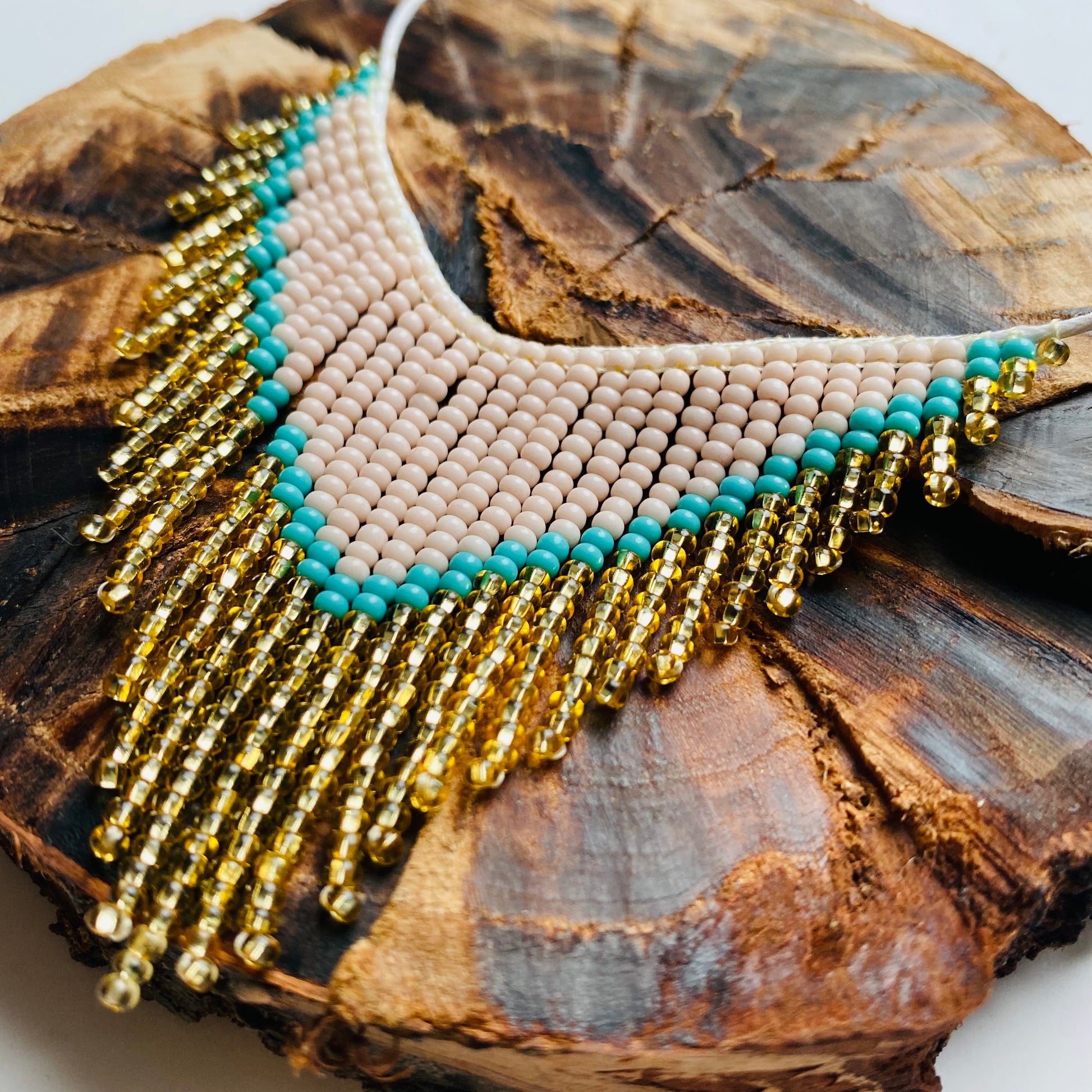 Glass Czech seed beaded fringe